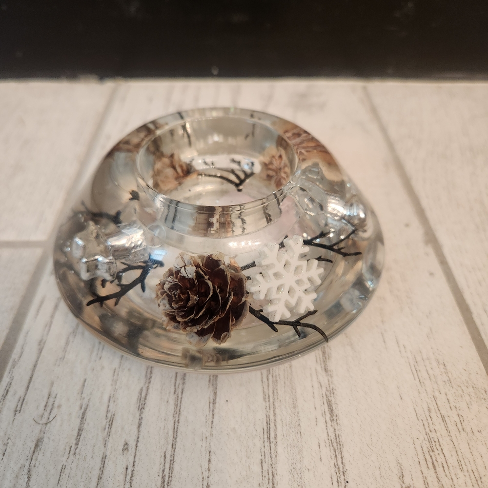 Glide Traun Licht Germany Holiday Tea Light Candle Holder Festive Pine Cone